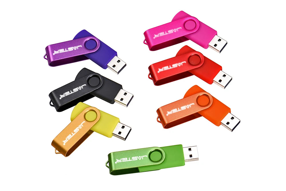 JASTER Plastic Rotatable USB 2.0 Flash Drive 128GB Free Key Chain Colorful Memory Stick 64GB Creative Gift Pen Drive 32GB 16GB