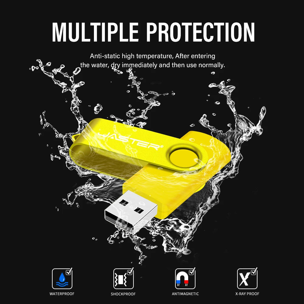 JASTER Plastic Rotatable USB 2.0 Flash Drive 128GB Free Key Chain Colorful Memory Stick 64GB Creative Gift Pen Drive 32GB 16GB
