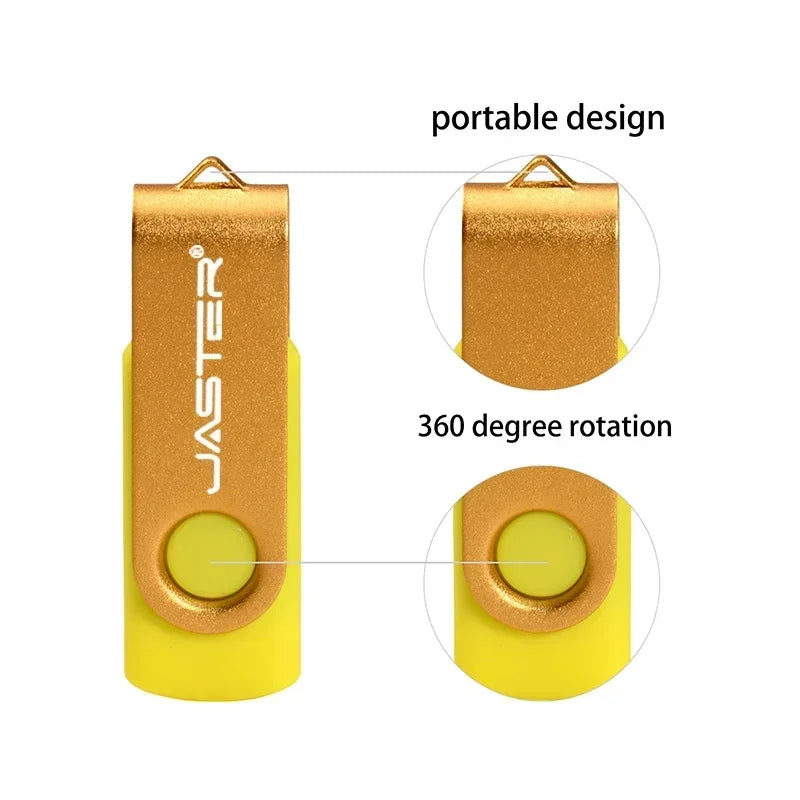 JASTER Plastic Rotatable USB 2.0 Flash Drive 128GB Free Key Chain Colorful Memory Stick 64GB Creative Gift Pen Drive 32GB 16GB