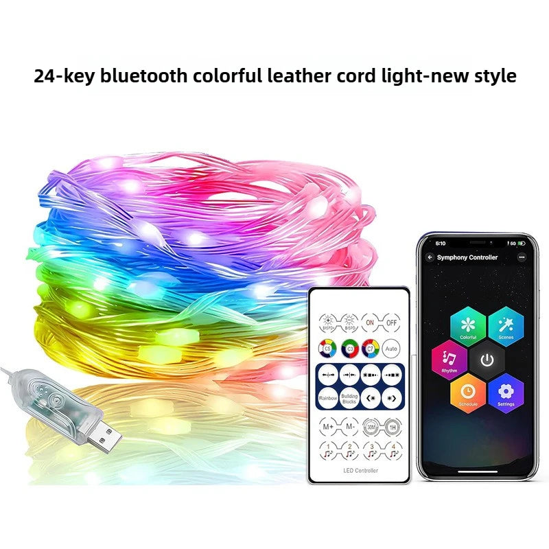 LED string light with Bluetooth, RGB rainbow, running horse, flowing light with festive atmosphere decoration, copper wire light