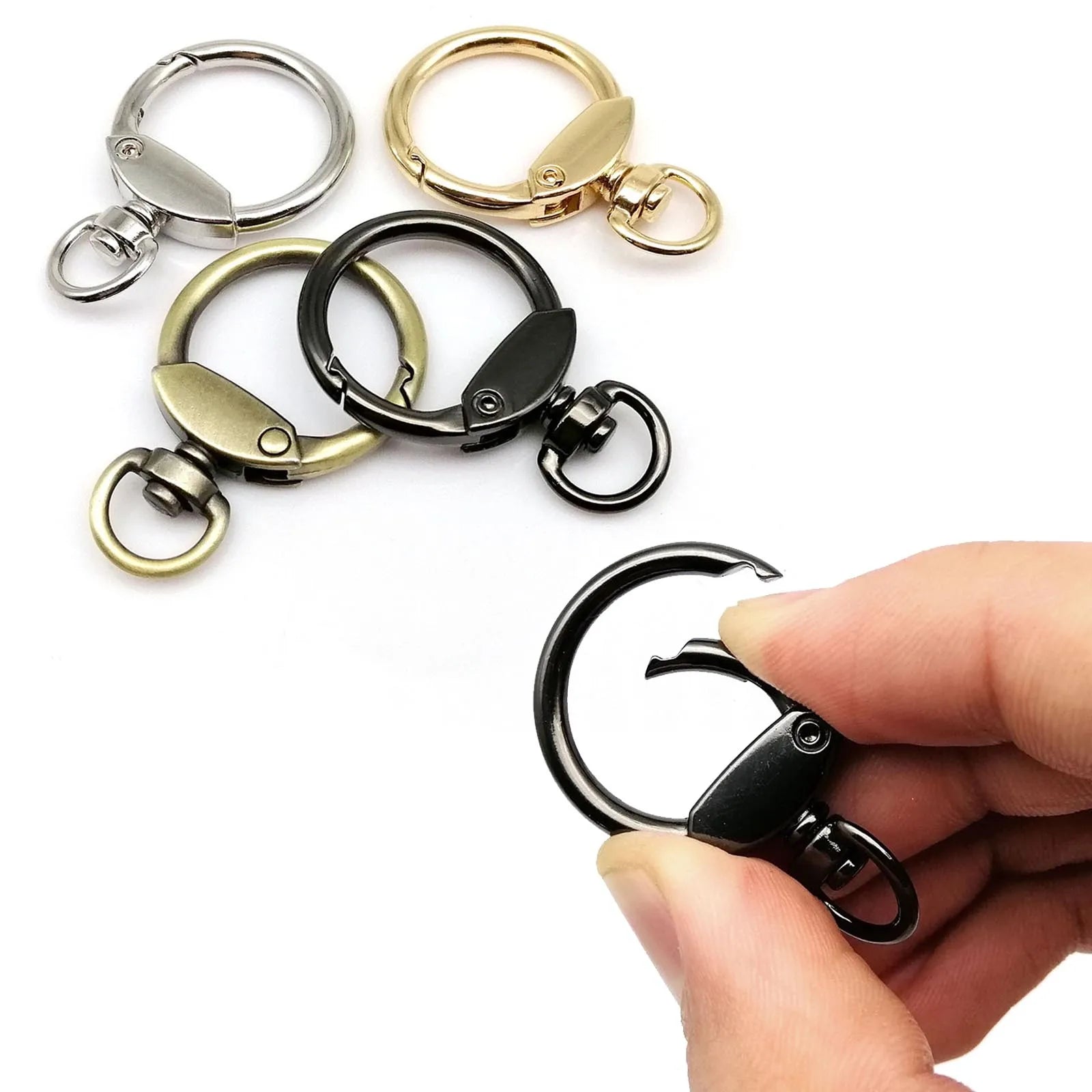 Metal Swivel Lobster Spring O Ring Leather Bag Handbag Strap Connector Pendant Keyring Key Ring Dog Chain Snap Clasp Trigger DIY