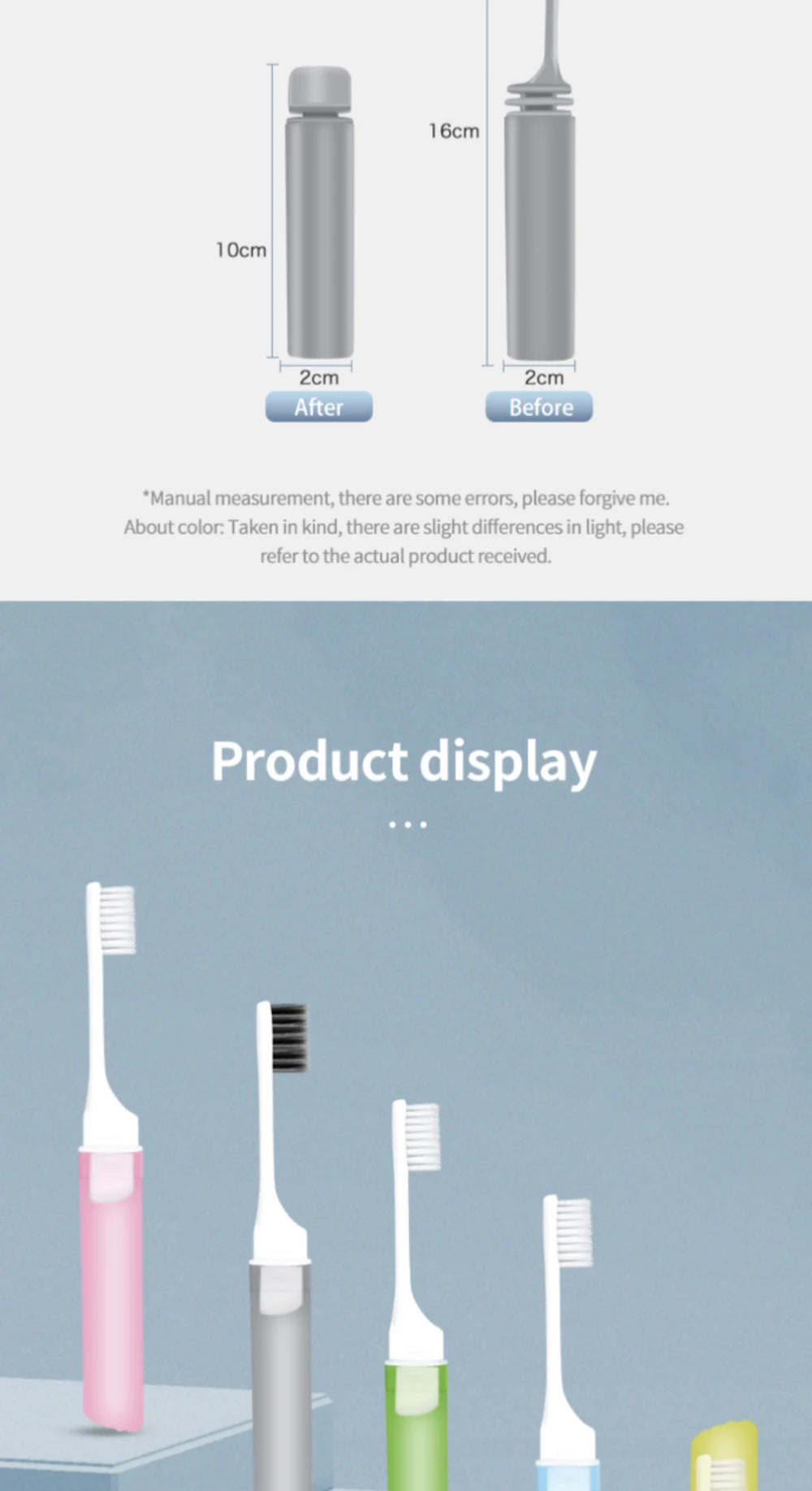 Travel Toothbrush Outdoor Camping Portable Folding Small Tooth Brush Traveling Toothbrushes for Adults Teeth Brushes