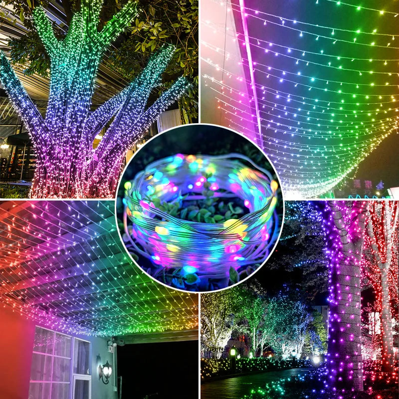 LED string light with Bluetooth, RGB rainbow, running horse, flowing light with festive atmosphere decoration, copper wire light