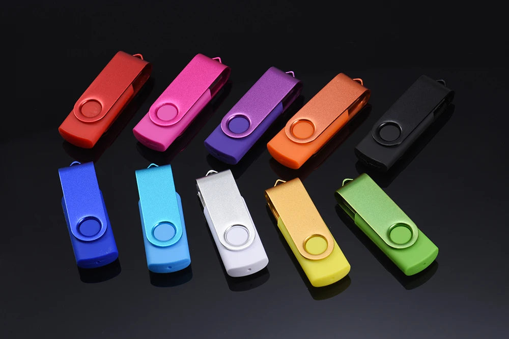 JASTER Plastic Rotatable USB 2.0 Flash Drive 128GB Free Key Chain Colorful Memory Stick 64GB Creative Gift Pen Drive 32GB 16GB